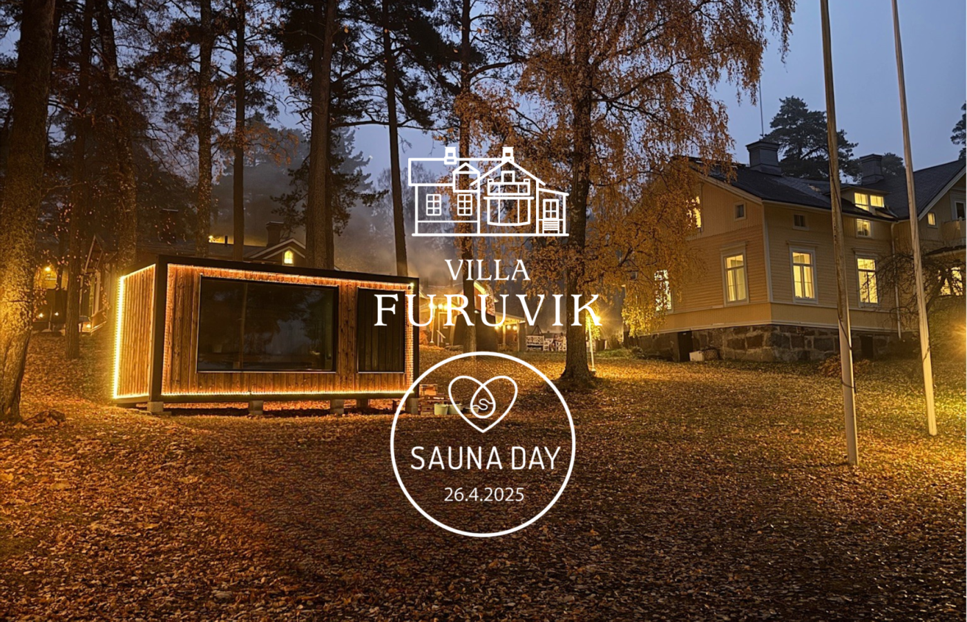 Beautiful sauna scenery in Helsinki, Villa Furuvik. World Sauna Day sauna festival held on 26th of April 2025. Go to saunat.fi to get your tickets!